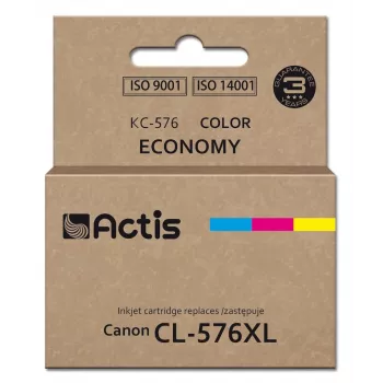 Tinteiro compatível ACTIS KC-576 para impressoras Canon — azul, vermelho, amarelo, 15 ml, rendimento padrão