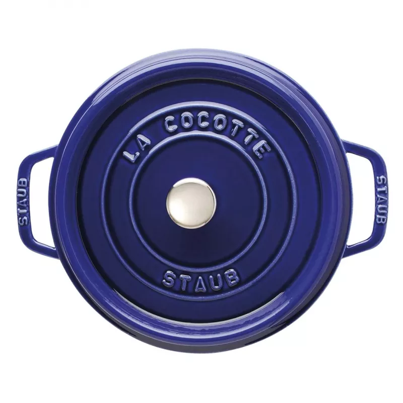 Cocotte redonda de ferro fundido Staub 24 cm Azul-escuro
