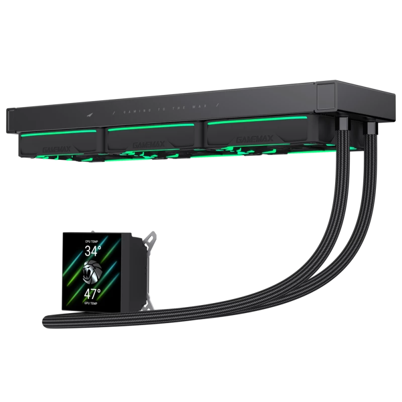 Gamemax | Refrigeração líquida para CPU | HAILSTORM 360 LCD | preto