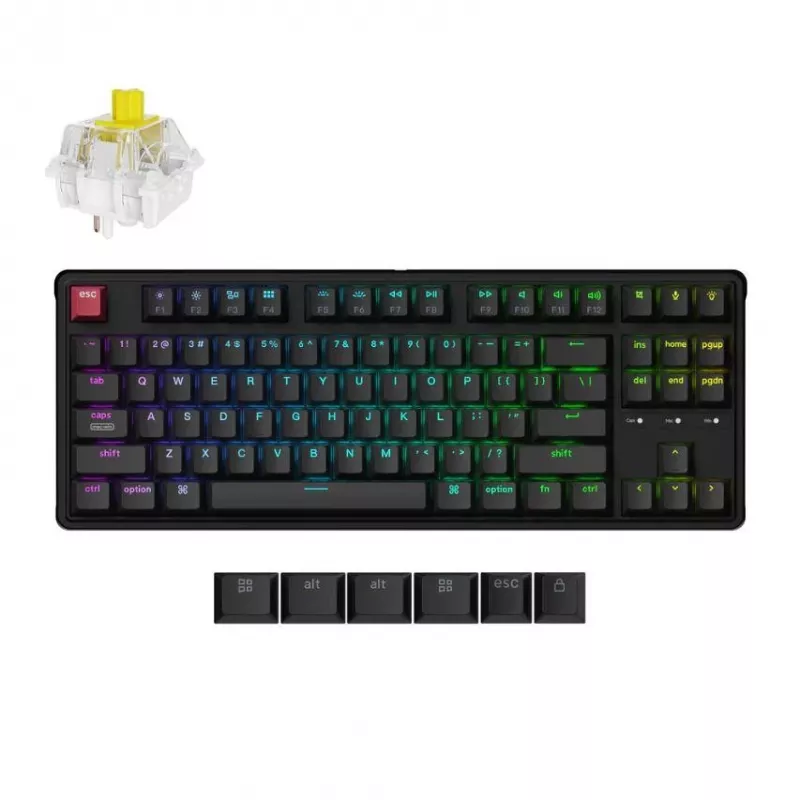 Teclado mecânico com fios Keychron C3PX-H1 RGB, layout compacto, ligação por cabo USB-C