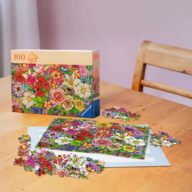 Ravensburger Feel Well & Puzzle - Janela florida, 100 peças, elementos táteis