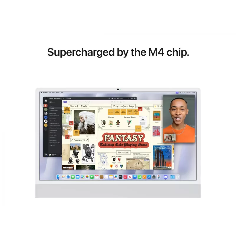 iMac 24 Ecrã Retina 4.5k M4, Prateado, M4 (10-CPU/10-GPU), 16GB, 512GB, vidro padrão, Touch ID, Alemão, Gigabit Ethernet, Magic Mouse, MWUV3D/A