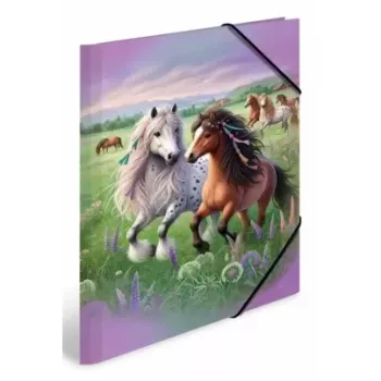 Pasta de envelopes HERMA com elástico A3 cartão mundo dos cavalos