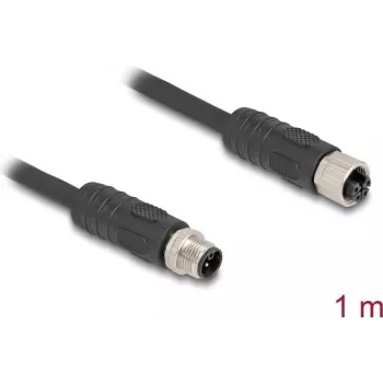 Cabo de sensor/atuador DeLOCK 80519 1 m RST M12 preto