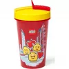 Copo com palhinha Room Copenhagen LEGO Iconic Girl Bright Red 500 ml (vermelho/amarelo)
