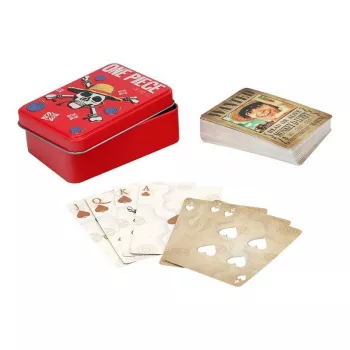 Cartas de jogo Paladone One Piece em lata metálica – tamanho de baralho padrão