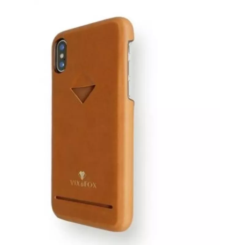 Capa traseira com compartimento para cartões VixFox para iPhone XSMAX – castanho caramelo, capa traseira com compartimento para cartões