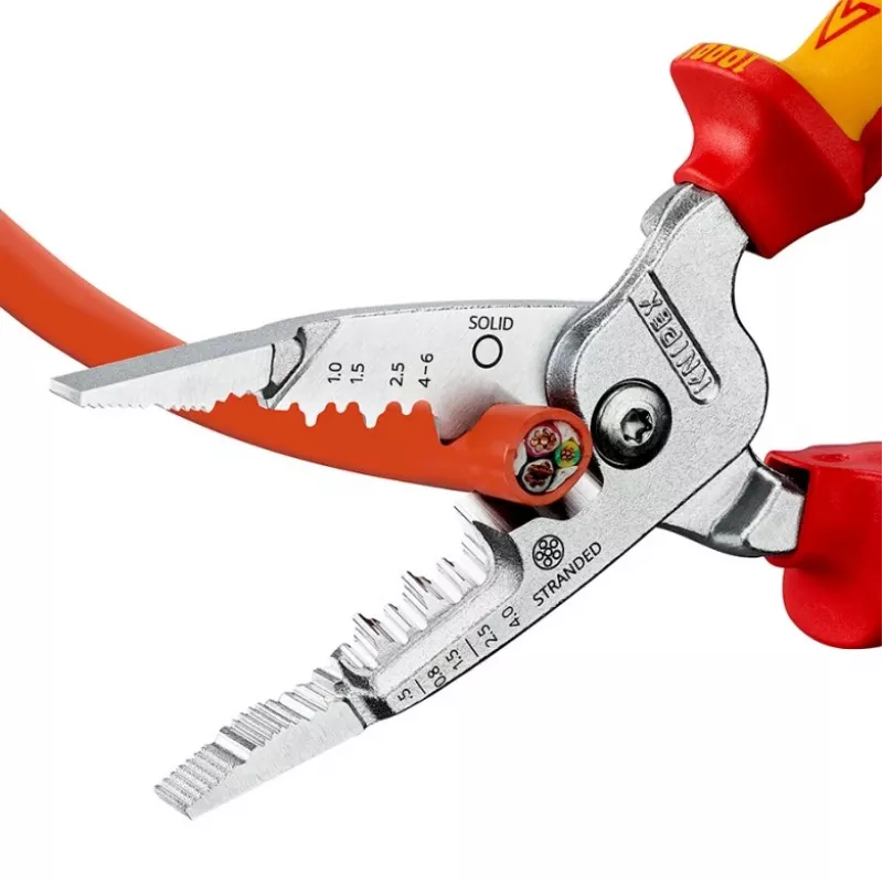 Descarnador de cabos Knipex 13 76 200 ME capacidade de descarnar 6 mm vermelho aço inoxidável amarelo