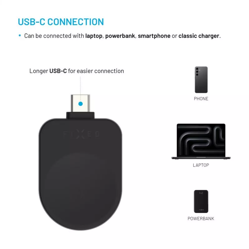 Adaptador de carregamento USB-C fixo para Samsung Galaxy Watch FIXDW-SAP-BK preto