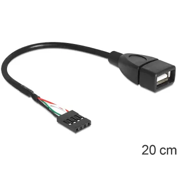 Cabo Delock conector fêmea de pinos USB > conector fêmea USB 2.0 Type-A 20 cm (83291)