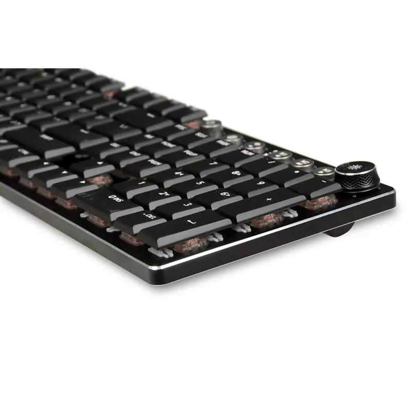 iBOX Aurora K-6 IKGMK6 teclado gaming mecânico de perfil baixo, com fio + RF sem fios + Bluetooth, switches KRGD Red, retroiluminação LED, QWERTY inglês, preto