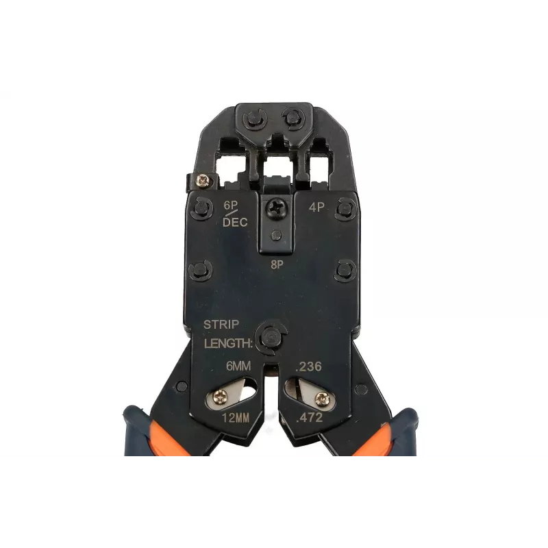 Alicate de cravar RJ45 Extralink 4P+6P+8P com catraca para fichas modulares, 1 unid.