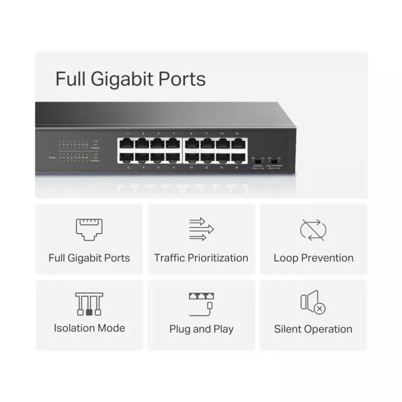 Mercusys MS116GS switch de rede Gigabit Ethernet (10/100/1000) preto