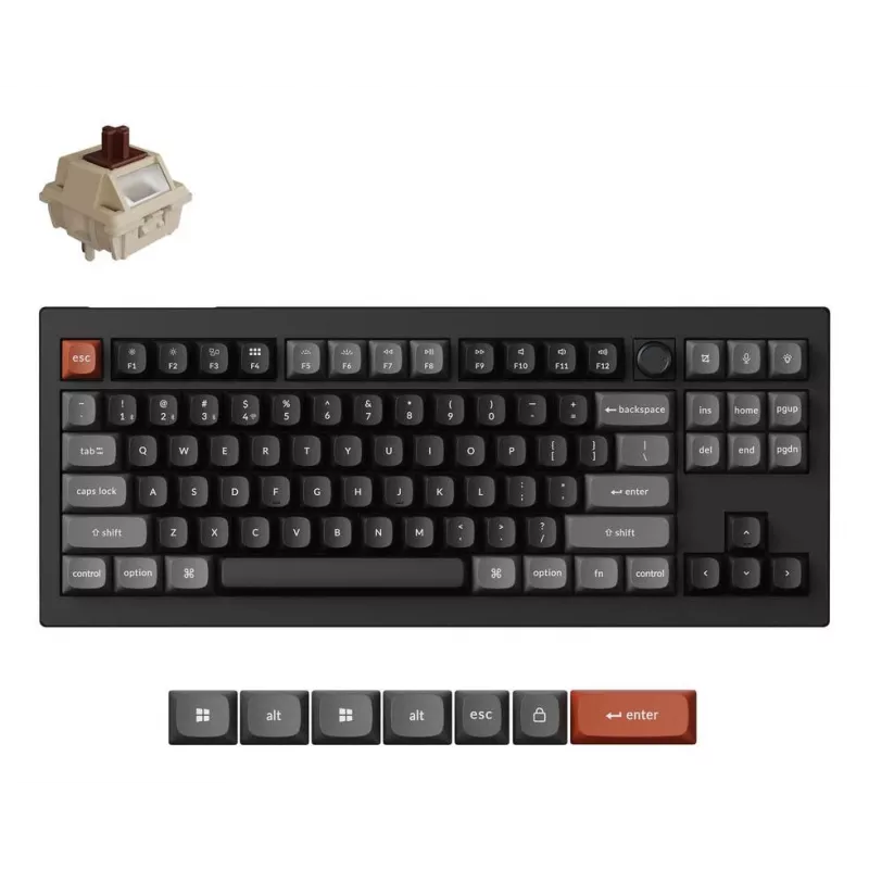 Teclado mecânico Keychron V3 Ultra 8K – cabo e Bluetooth, QWERTY, RGB, preto