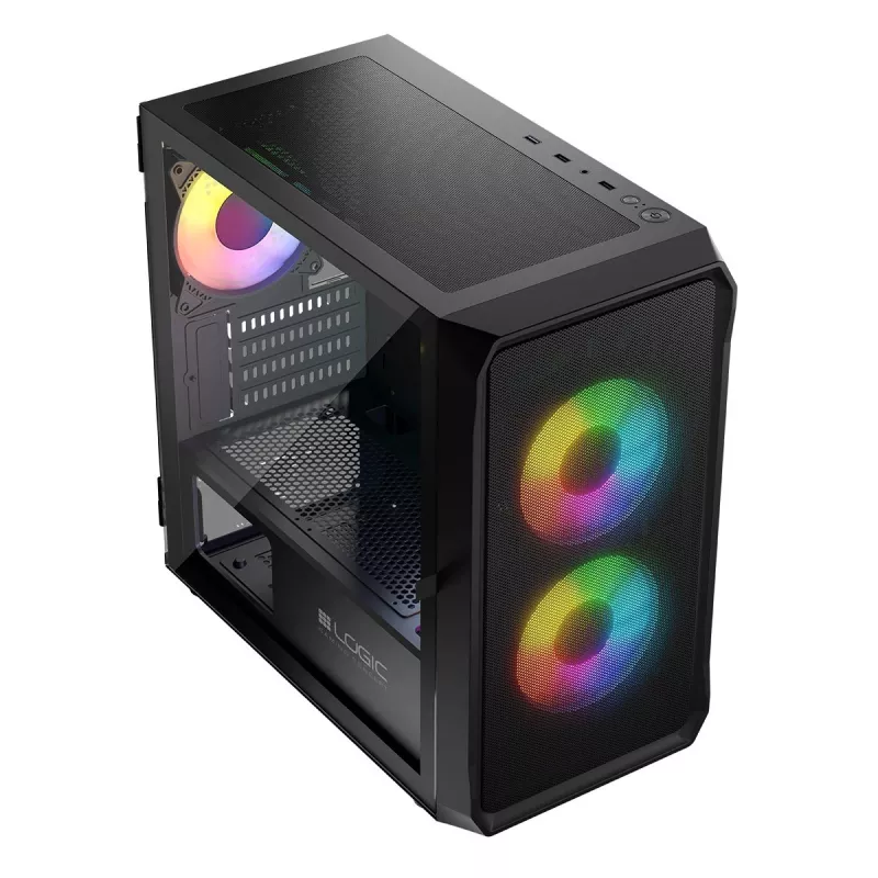 Caixa de computador Logic Concept Portos Mini ARGB Micro ATX preto