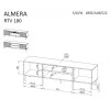Móvel de TV Cama Meble ALMERA 180,5×42×52,5 cm nogueira/cashmere com lareira preta