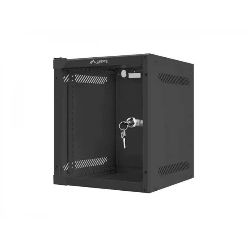 Lanberg WF10-2306-10B armário rack de parede de 10" 6U, 280×310 mm, porta de vidro, 20 kg, preto (RAL 9004)