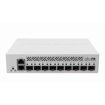 Switch de rede gerido L3 MikroTik CRS310-1G-5S-4S+IN — 1U, 1x Gigabit, 5x SFP, 4x SFP+, 10G, DC/PoE 18–57V, 20W máx.