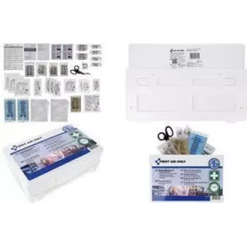 First Aid Only kit de primeiros socorros P-51003 00 — caixa compacta de primeiros socorros para montagem na parede DIN 13157, branco