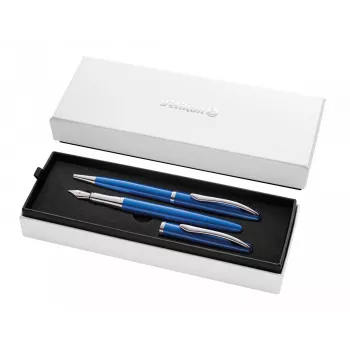 Esferográfica e caneta de tinta permanente Pelikan Jazz Noble Elegance azul prateado