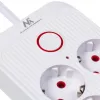 Régua de tomadas MACLEAN MCE391 W — 6 tomadas, 4×USB-A + 1×USB-C, cabo de 3 m, 110–240 V, 2500 W, branco