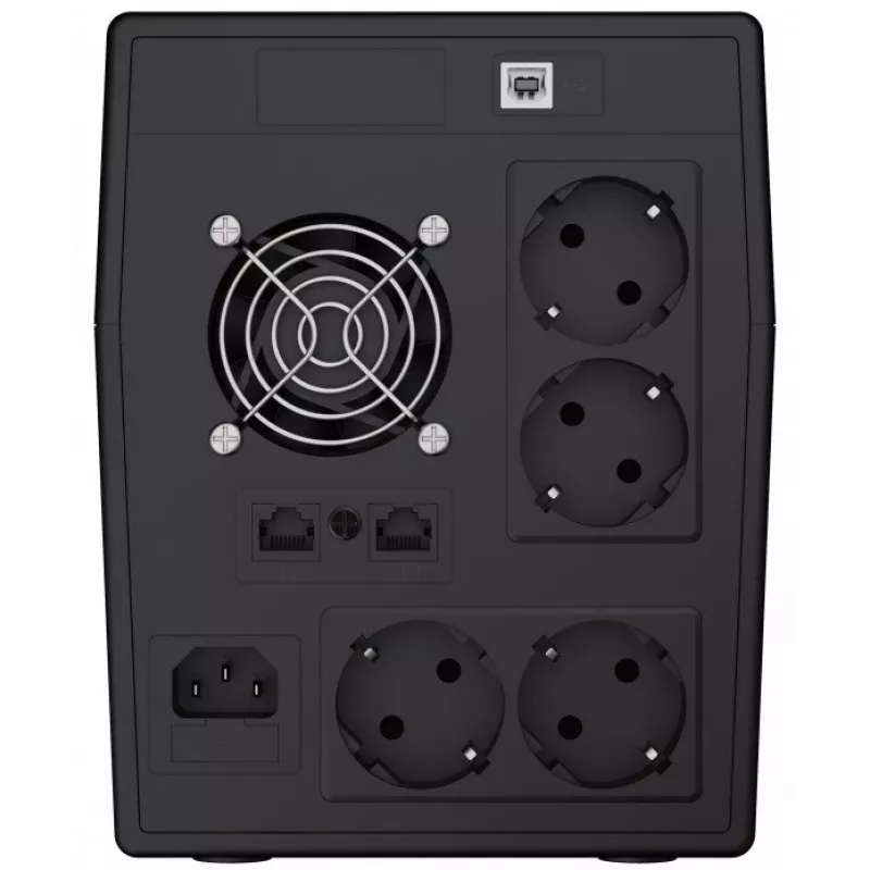 Fonte de alimentação ininterrupta Green Cell UPS05 — Line-Interactive 2 kVA / 1200 W, 5 tomadas Type-F, LCD, USB, RJ-45