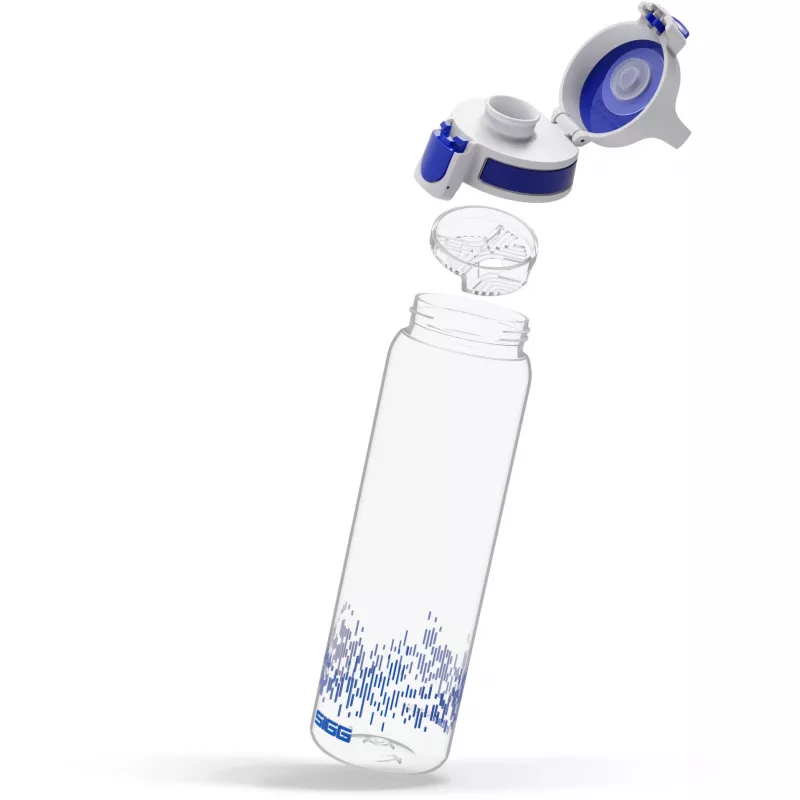 Garrafa de água Total Clear One MyPlanet Blue 0,75 L transparente/azul-escuro, fecho de uma mão ONE