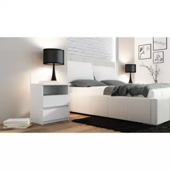Mesa de cabeceira Topeshop M1 BIEL MAT 2 gaveta(s) branco