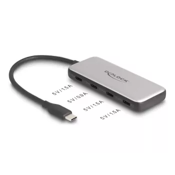 Hub USB 3.2 Gen 1 Type-C DeLOCK 64261 10000 Mbit/s preto cinzento