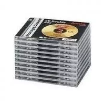 Caixa dupla Jewel Case para CD Hama standard, pack de 10 2 discos transparente