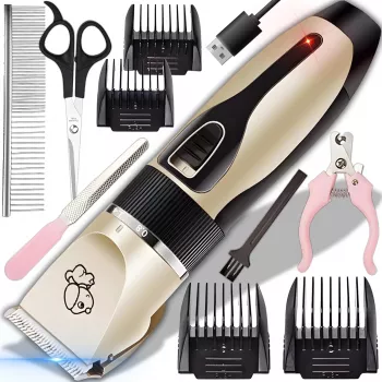 Máquina de tosquiar para cuidados de animais Extralink PETS sem fios para cães e gatos com 4 pentes de encaixe, escova, tesoura e lima de unhas