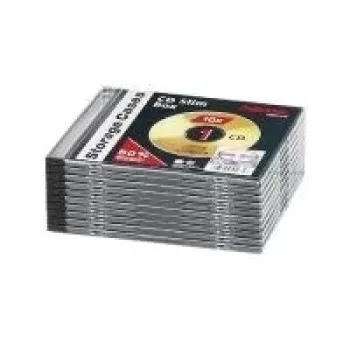 Caixa fina Jewel Case para CD Hama, pack de 10, 1 disco, transparente