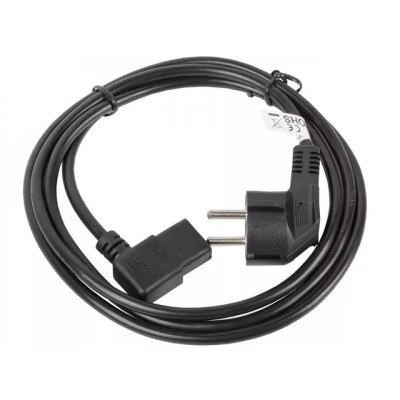 Cabo de alimentação LANBERG CA-C13C-12CC-0018-BK, 2 m, conector fêmea C13 para CEE7/7, preto, C13 angular