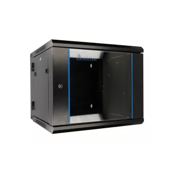 Armário Rackmount Extralink 6U 600x600 AZH preto montado na parede, basculante