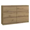 Cómoda Top e shop M6 120 ARTISAN, aspeto carvalho, 6 gavetas, 1200×300×770 mm