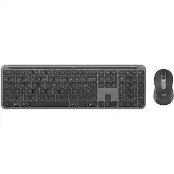 Logitech Signature schlank Combo MK950 - Conjunto de teclado e rato - 100% - Tamanho completo - Sem fios - Bluetooth 5,1 LE - AZERTY - Francês - Graphite (920-012485)
