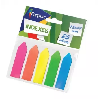 Índice de papel Forpus, 12x44mm, sortido, plástico, setas (5x25) 0718-105