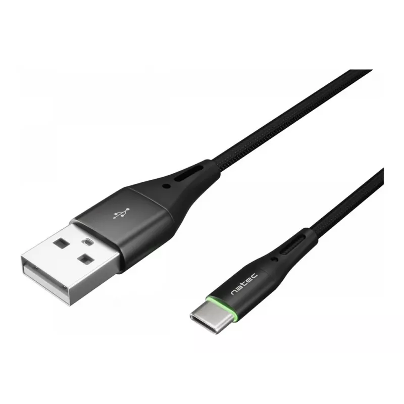 Cabo NATEC USB-C/A 2.0 1m prati LED preto nylon