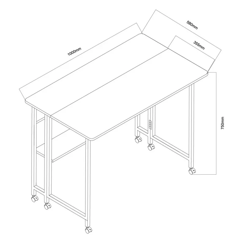 Mesa dobrável Maclean, preta, móvel 100x58 cm, máx. 50 kg, MC-126 B