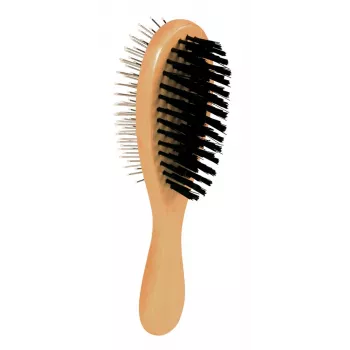 Escova para cães Trixie 2315 madeira cerdas de nylon de dupla face, cabo de madeira, 225×55 mm