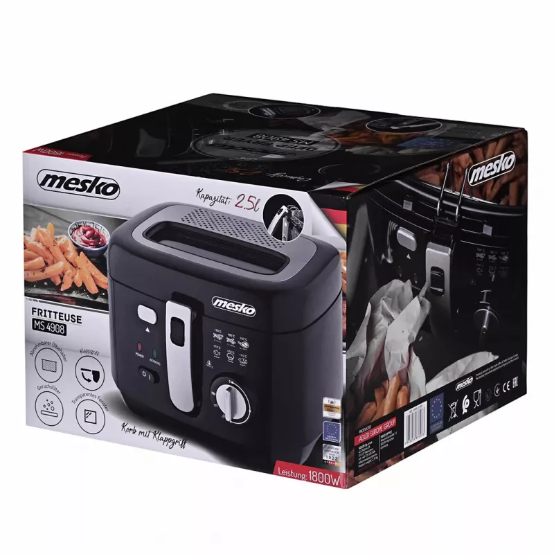 Fritadeira Mesko Home MS 4908 single 2,5 L 1800 W preta cinzenta
