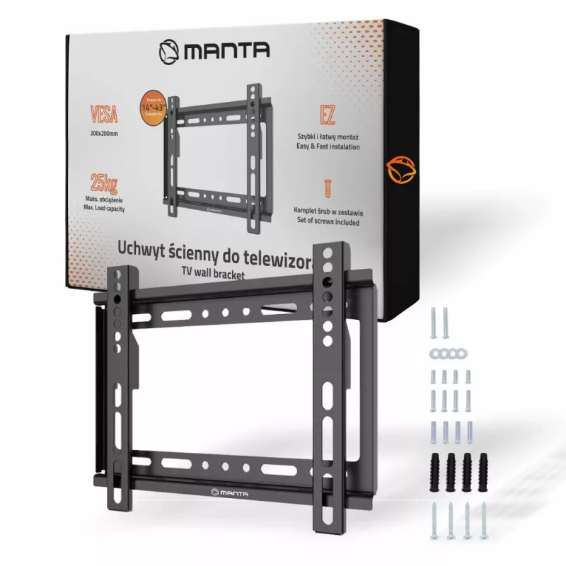 Suporte de parede para TV MANTA P10 para ecrãs de 14–43 polegadas, compatível com VESA