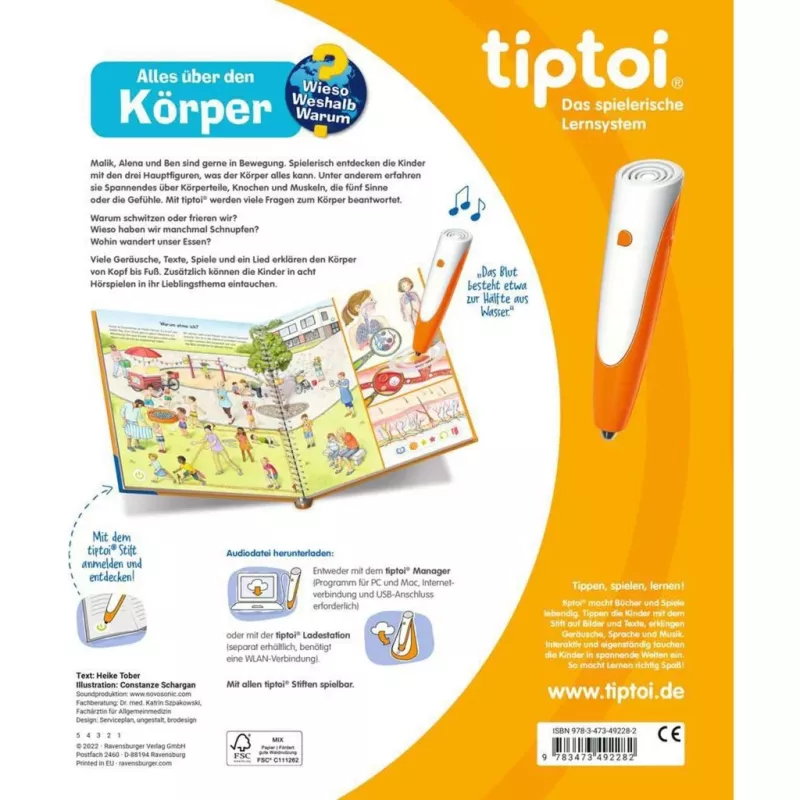 tiptoi Porquê? Porque? Para quê? Tudo sobre o corpo, livro educativo
