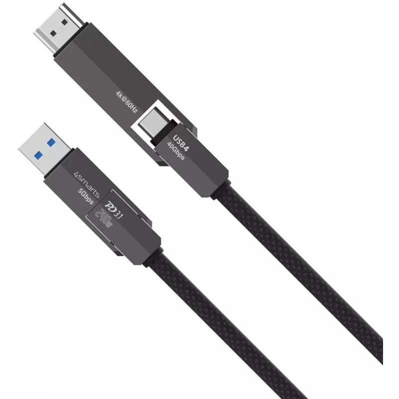 Cabo USB4 HDMI 4smarts ComboCord 240W 1,5 m – USB4 para HDMI, alimentação de 240W, comprimento de 1,5 m