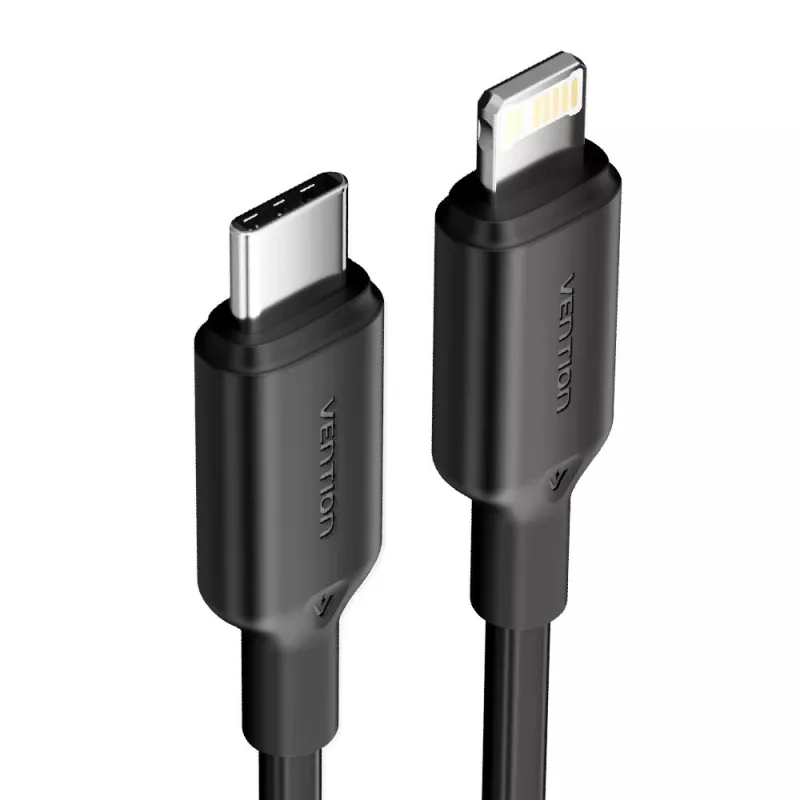Cabo USB-C para Lightning 3A 480Mbps 1m preto