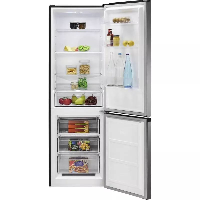 Frigorífico independente BOMANN KG 7357, 315 L total (219 L de refrigeração, 96 L de congelação), aço inoxidável, iluminação LED, 40 dB