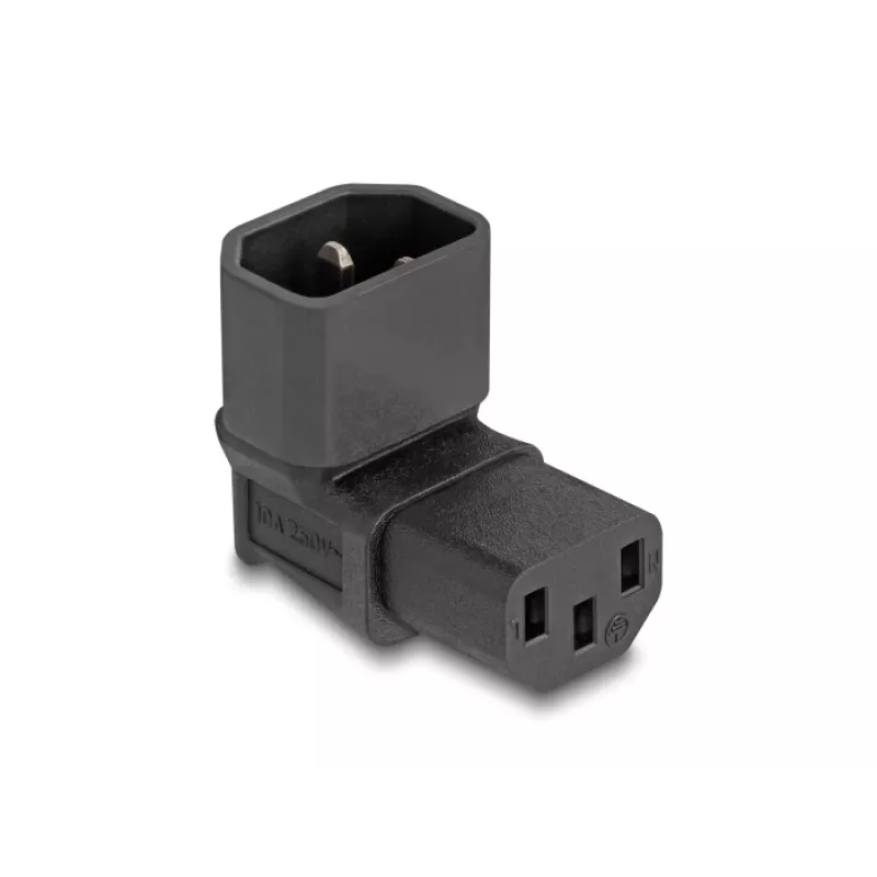 Adaptador de alimentação DeLOCK IEC 60320 C14 para tomada C13 10 A 90° preto 80472