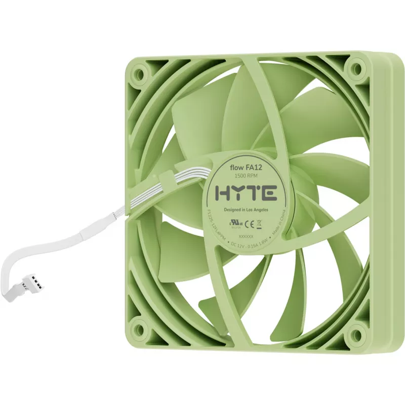 Ventoinha de refrigeração para computador HYTE FA12-MM-4 120 mm, 1500 rpm, 72 m³/h, 1,6 mmH₂O, rolamento fluido dinâmico, verde, pack de 4