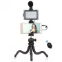 Kit de blogger com tripé flexível, iluminação LED, suporte para telemóvel e microfone