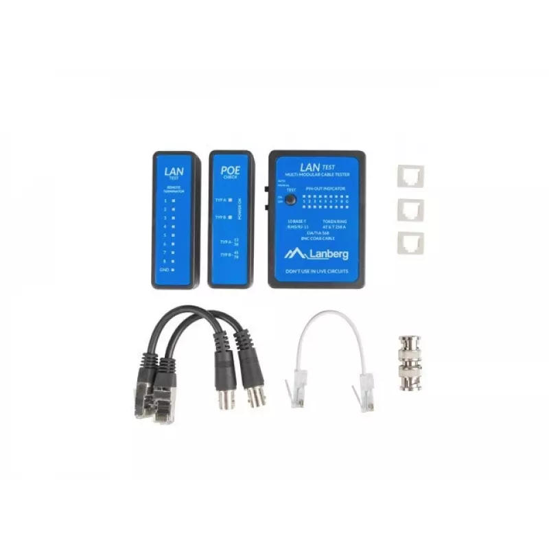 Testador de cabos de rede Lanberg NT-0404 testador PoE preto azul